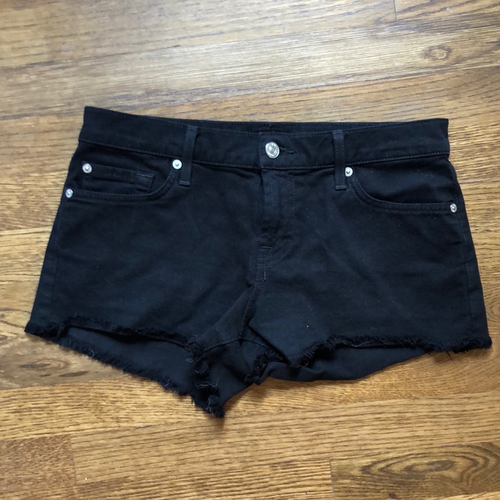 7 for all mankind black jean shorts 26